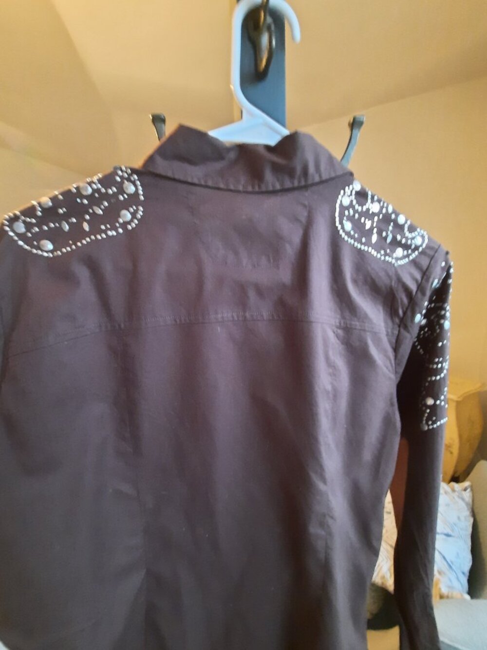 Cotton Western-inspired silver studded Button-Up Shirt - Picture 4 of 6